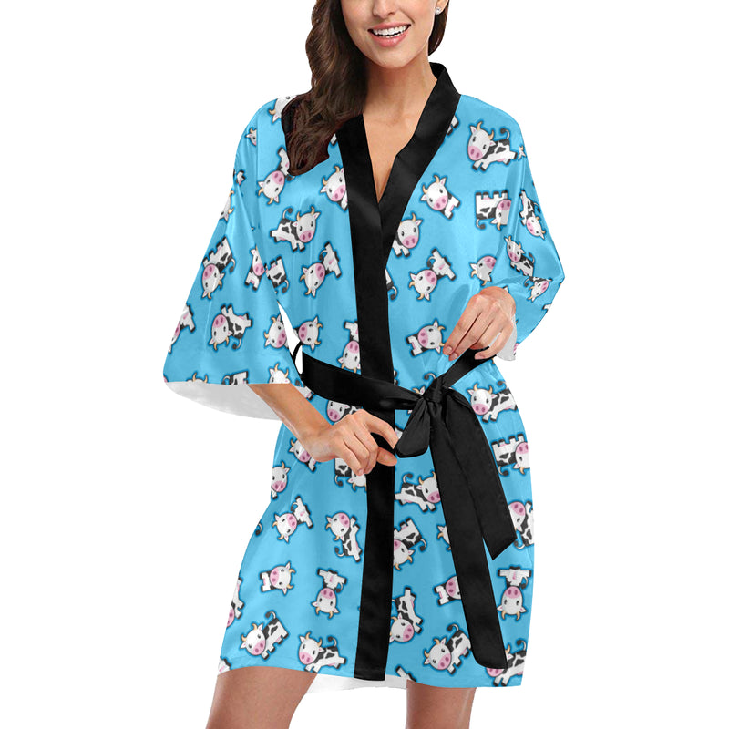 Cow Pattern Print Design 01 Women's Short Kimono