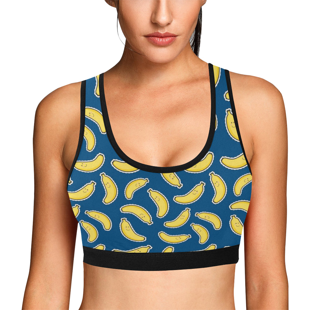 Banana Pattern Print Design BA03 Sports Bra