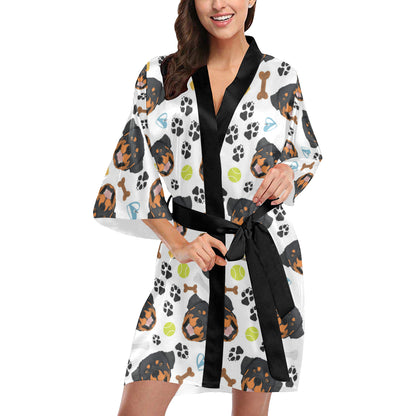 Rottweiler Pattern Print Design A04 Women's Short Kimono