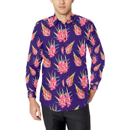 Dragonfruit Pattern Print Design DF02 Men's Long Sleeve Shirt
