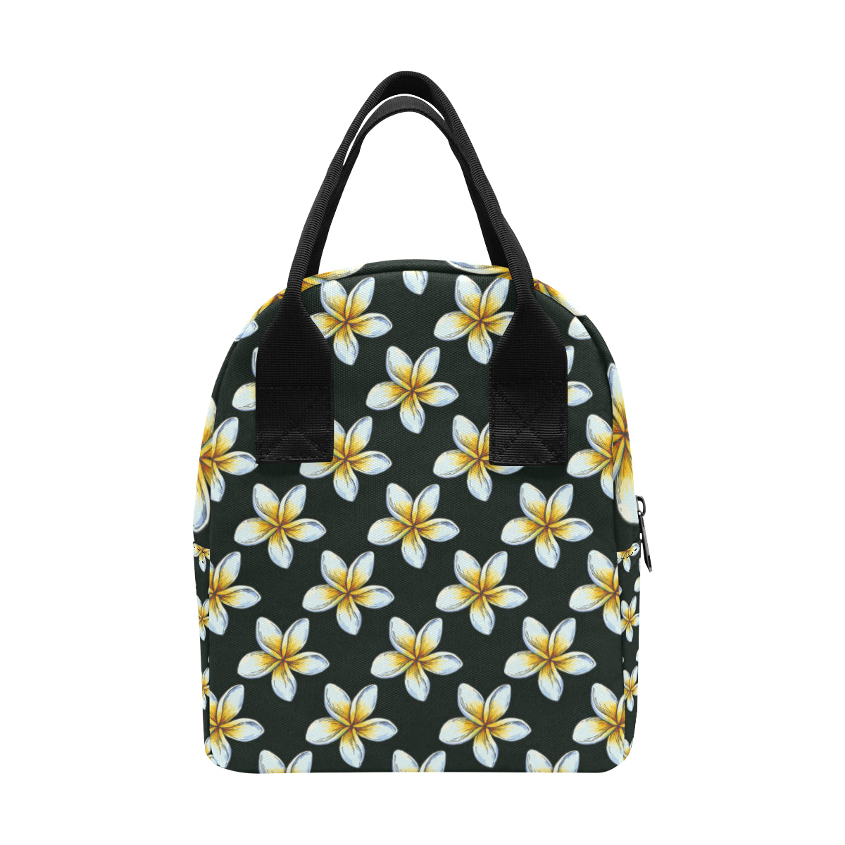 White Plumeria Pattern Print Design PM022 Insulated Lunch Bag