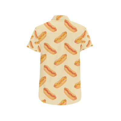 Hot Dog Pattern Print Design 05 Men's Short Sleeve Button Up Shirt