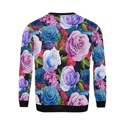 Rose Pattern Print Design RO09 Men Long Sleeve Sweatshirt