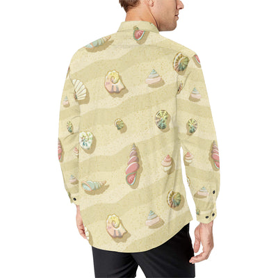 Beach with Seashell Theme Men's Long Sleeve Shirt