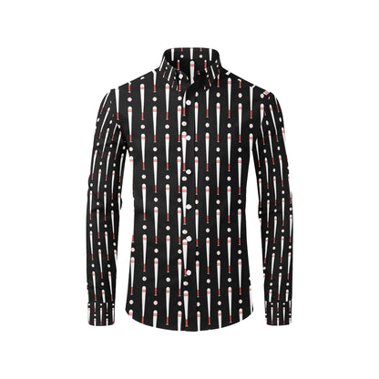 Baseball Pattern Print Design 03 Men's Long Sleeve Shirt