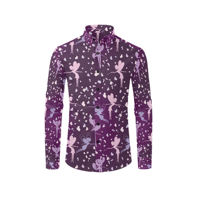 Fairy Pink Print Pattern Men's Long Sleeve Shirt