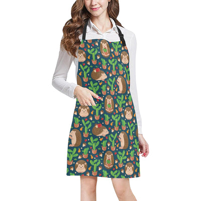 Hedgehog Cactus Pattern Print Design 04 Apron with Pocket