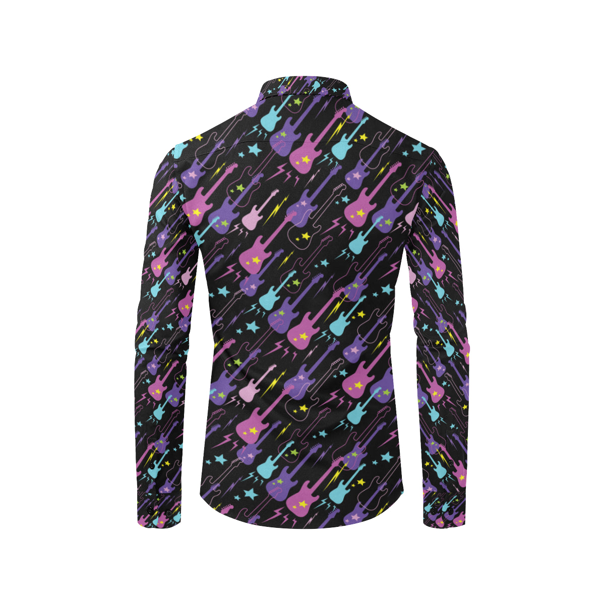 Electric Guitar Pattern Print Design 02 Men's Long Sleeve Shirt