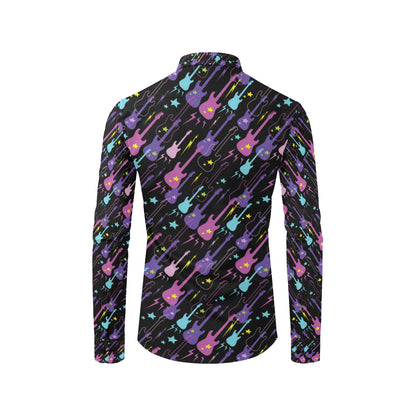Electric Guitar Pattern Print Design 02 Men's Long Sleeve Shirt