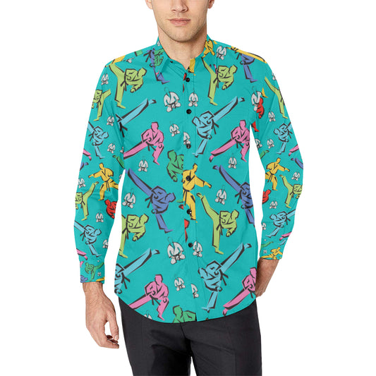 Judo Pattern Print Design 01 Men's Long Sleeve Shirt