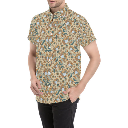 Camera Pattern Print Design 05 Men's Short Sleeve Button Up Shirt
