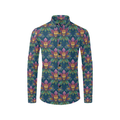 lotus Boho Pattern Print Design LO04 Men's Long Sleeve Shirt