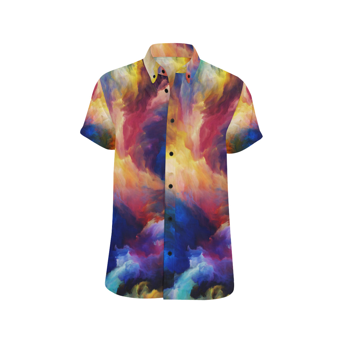Vortex Twist Swirl Water Color Design Men's Short Sleeve Button Up Shirt