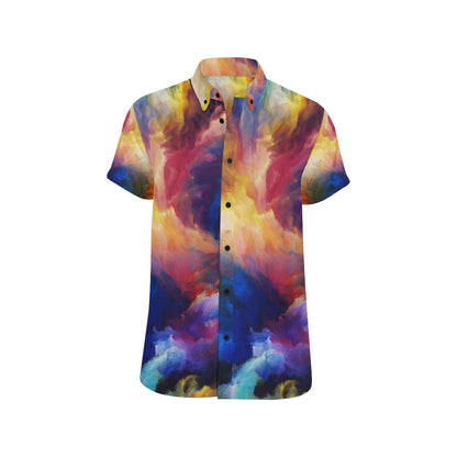 Vortex Twist Swirl Water Color Design Men's Short Sleeve Button Up Shirt