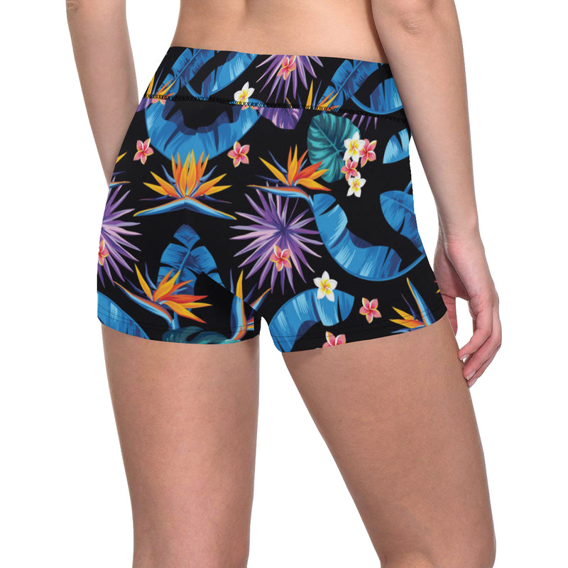 Tropical Flower Pattern Print Design TF018 Yoga Shorts