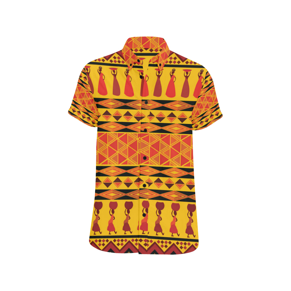 African Pattern Print Design 01 Men's Short Sleeve Button Up Shirt