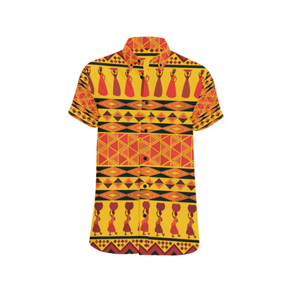 African Pattern Print Design 01 Men's Short Sleeve Button Up Shirt