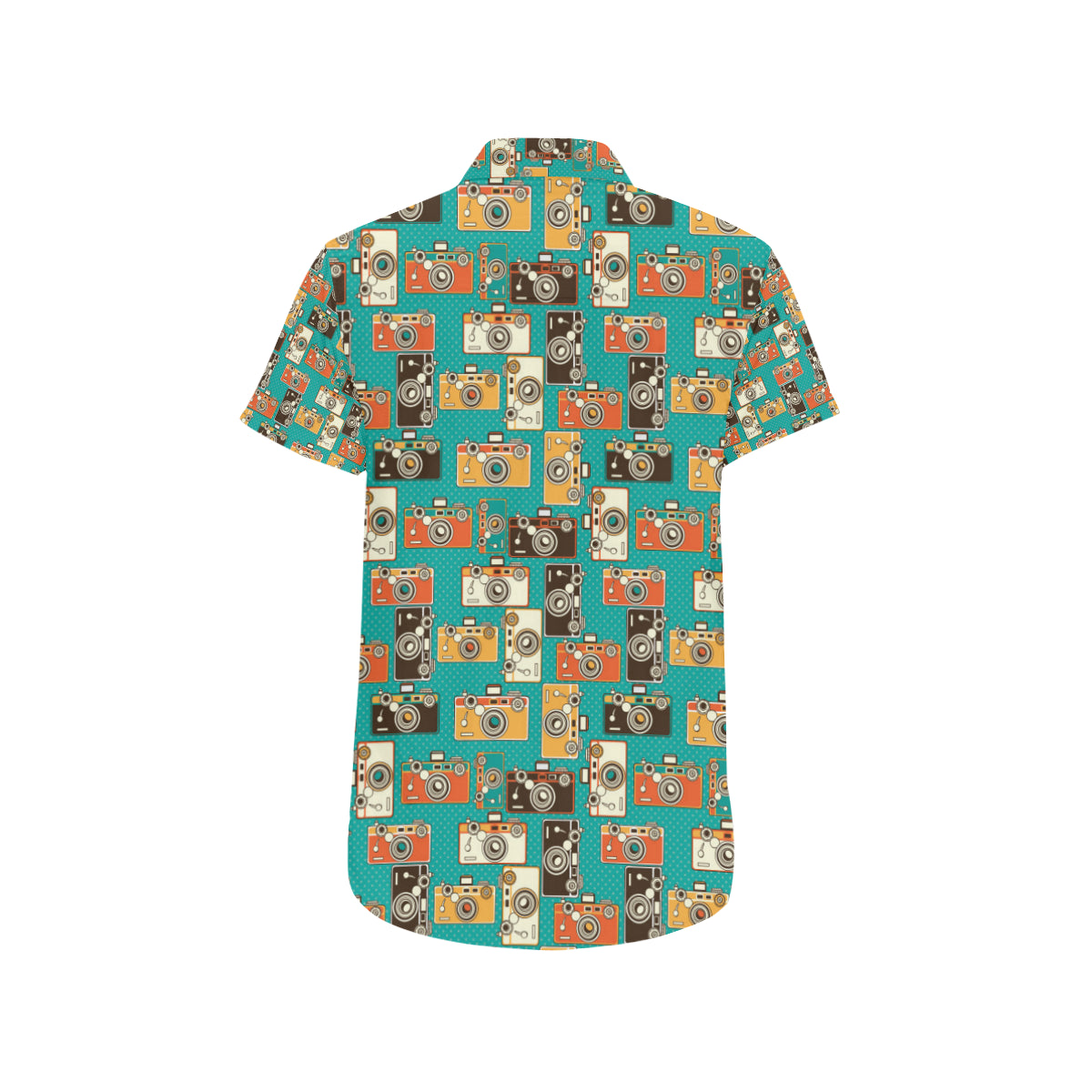 Camera Pattern Print Design 02 Men's Short Sleeve Button Up Shirt