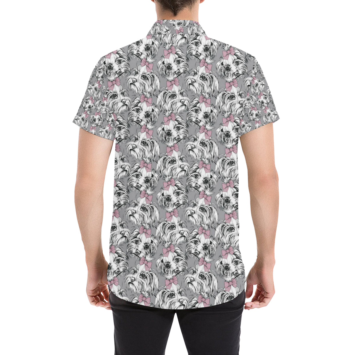 Maltese Pattern Print Design 01 Men's Short Sleeve Button Up Shirt