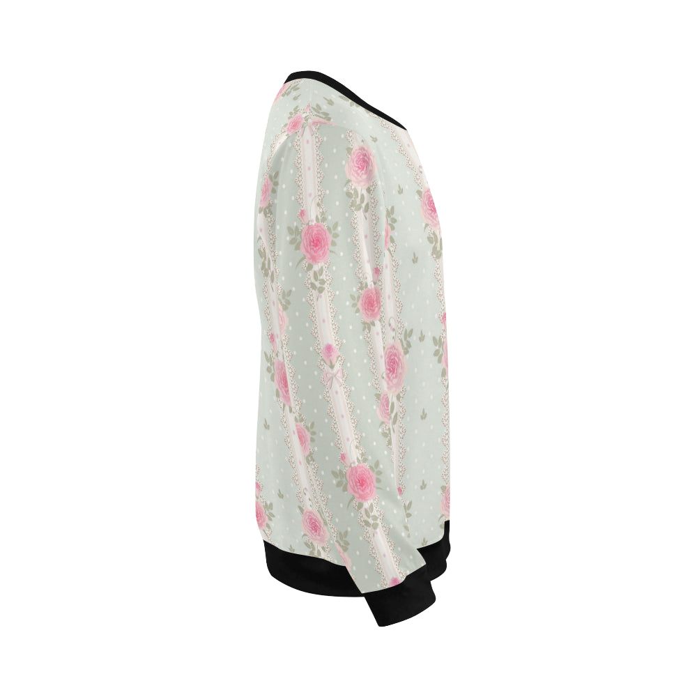 Rose Pattern Print Design RO016 Men Long Sleeve Sweatshirt