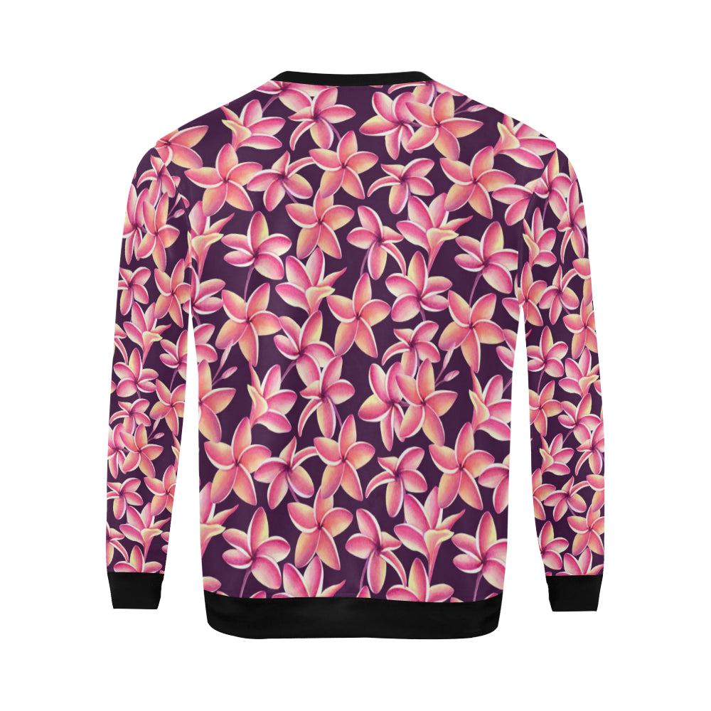 Purple Plumeria Pattern Print Design PM010 Men Long Sleeve Sweatshirt