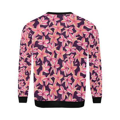 Purple Plumeria Pattern Print Design PM010 Men Long Sleeve Sweatshirt
