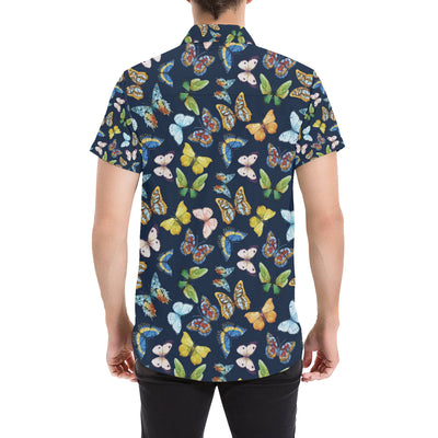 Butterfly Beautiful Print Pattern Men's Short Sleeve Button Up Shirt