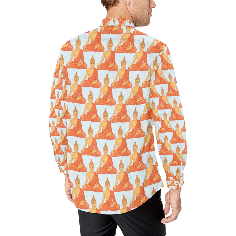 Buddha Pattern Print Men's Long Sleeve Shirt