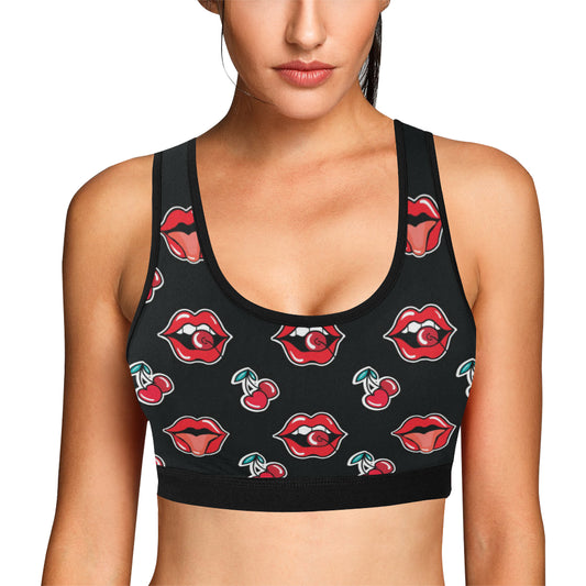 Cherry Pattern Print Design CH04 Sports Bra