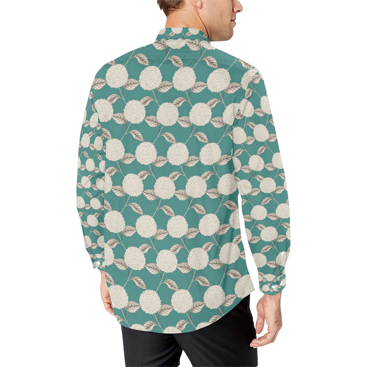 Hydrangea Pattern Print Design HD03 Men's Long Sleeve Shirt