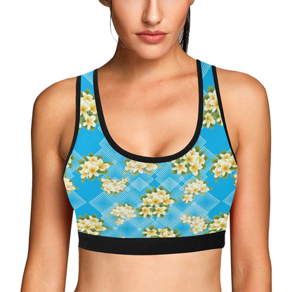 Yellow Plumeria Design Print Pattern Sports Bra