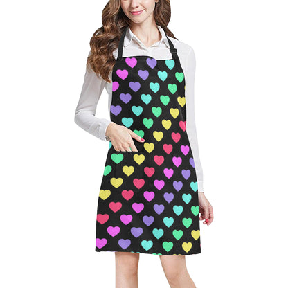 Heart Rainbow Pattern Print Design HE02 Apron with Pocket