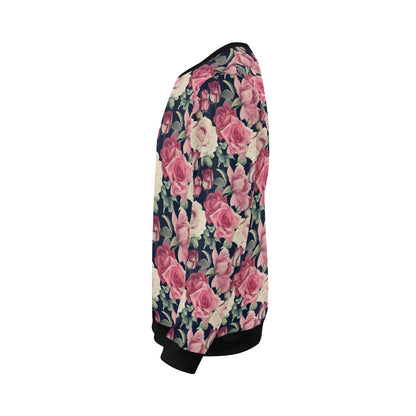 Rose Pattern Print Design RO05 Men Long Sleeve Sweatshirt