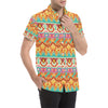 Aztec Pattern Print Design 03 Men's Short Sleeve Button Up Shirt