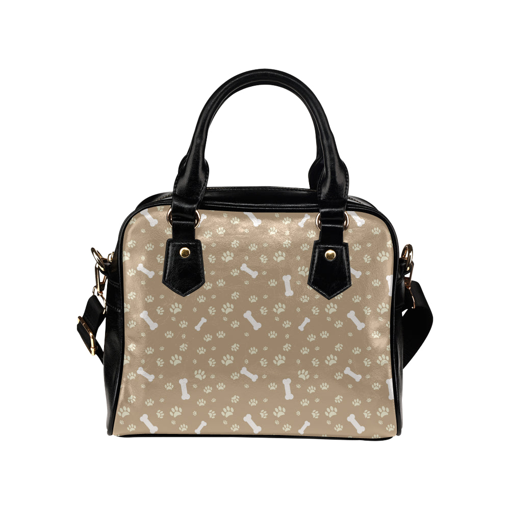 Dog Bone Paw Pattern Print Design 01 Shoulder Handbag