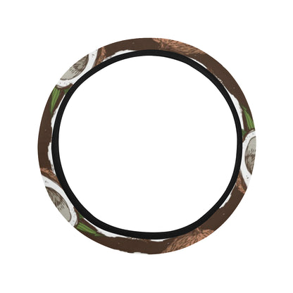 Coconut Pattern Print Design CN04 Steering Wheel Cover with Elastic Edge