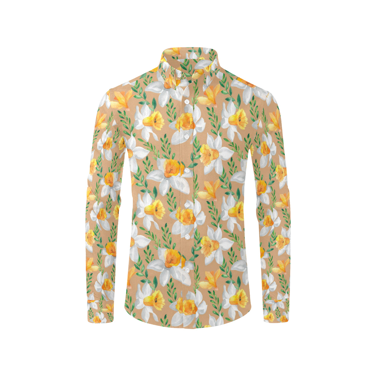 Daffodils Pattern Print Design DF04 Men's Long Sleeve Shirt