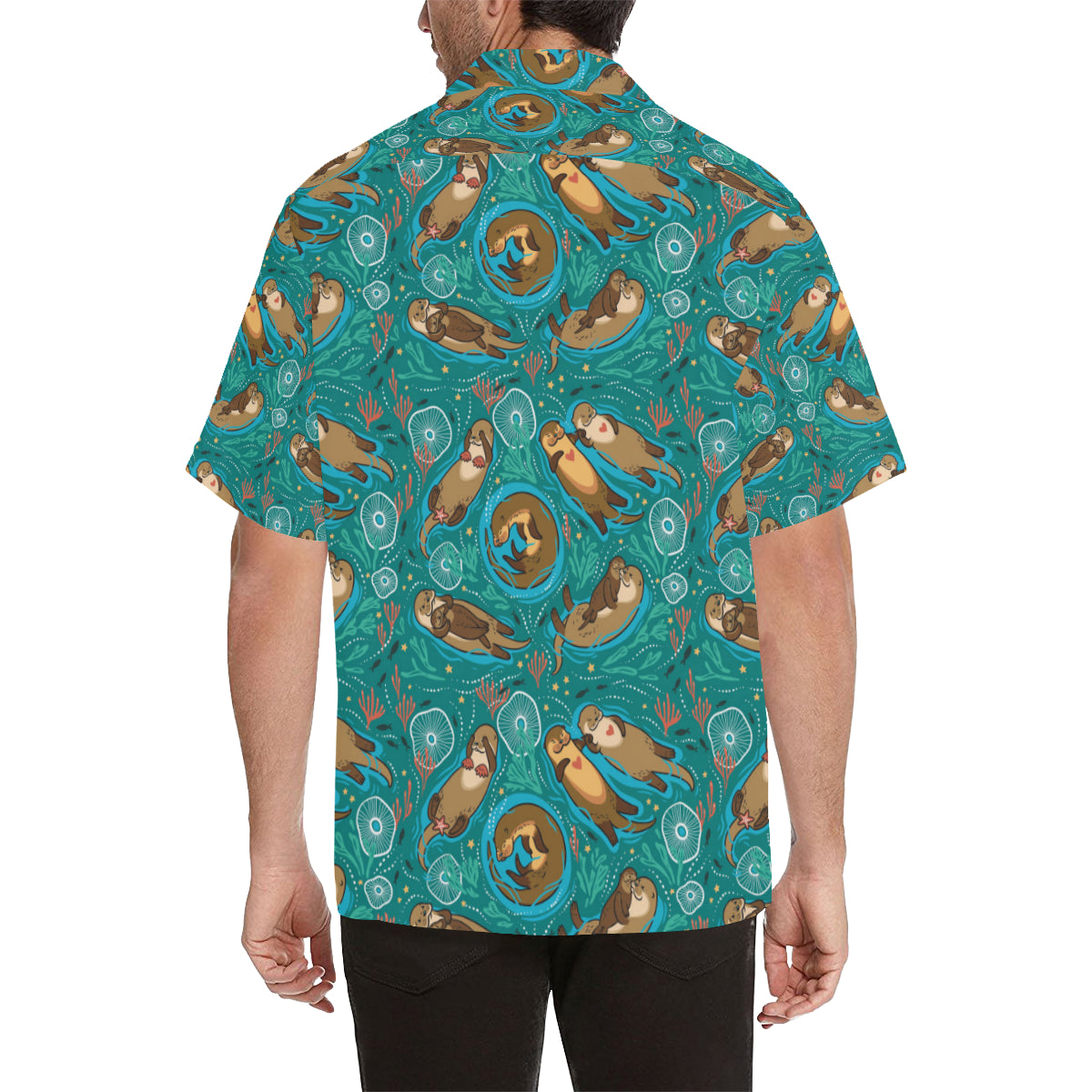 Sea Otter Pattern Print Design 01 Men's Hawaiian Shirt