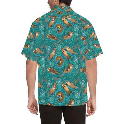 Sea Otter Pattern Print Design 01 Men's Hawaiian Shirt