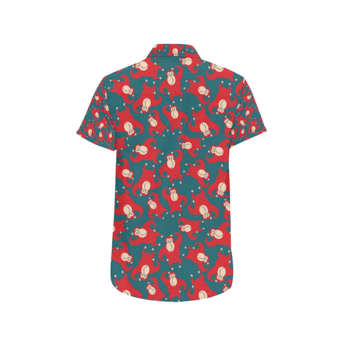 Chimpanzee Pattern Print Design 04 Men's Short Sleeve Button Up Shirt
