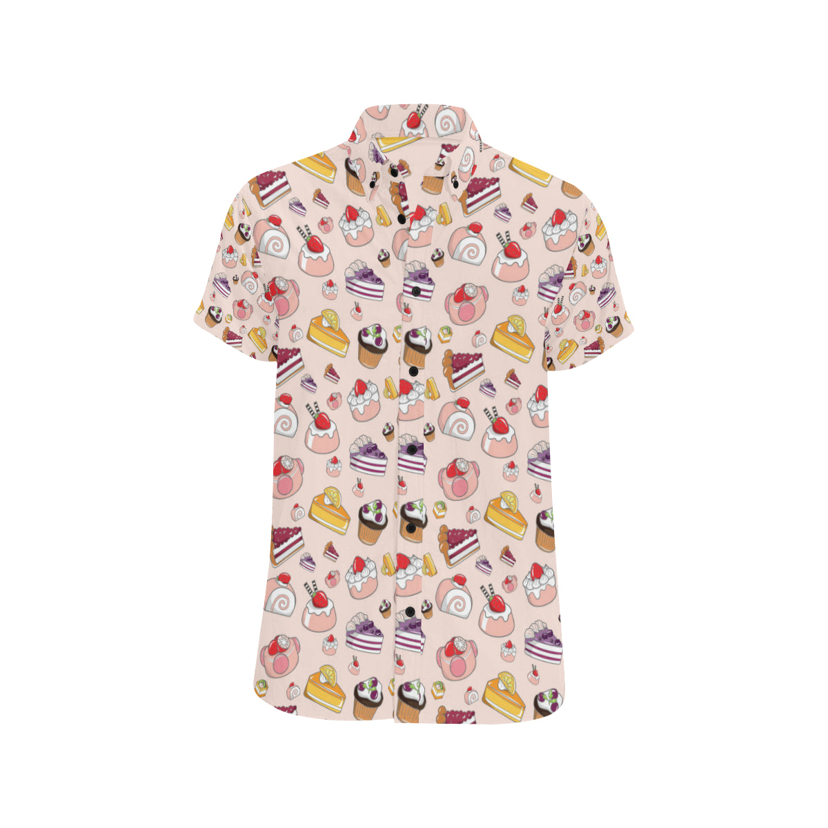 Cake Pattern Print Design 01 Men's Short Sleeve Button Up Shirt