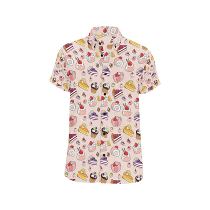 Cake Pattern Print Design 01 Men's Short Sleeve Button Up Shirt