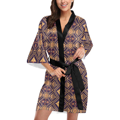 Aztec Pattern Print Design 09 Women's Short Kimono