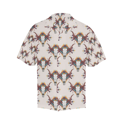Buffalo Head Pattern Print Design 02 Men's Hawaiian Shirt
