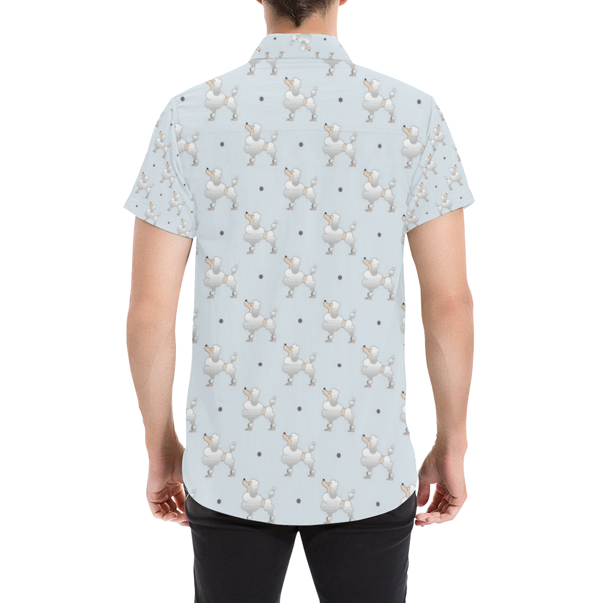 Poodle Pattern Print Design A05 Men's Short Sleeve Button Up Shirt