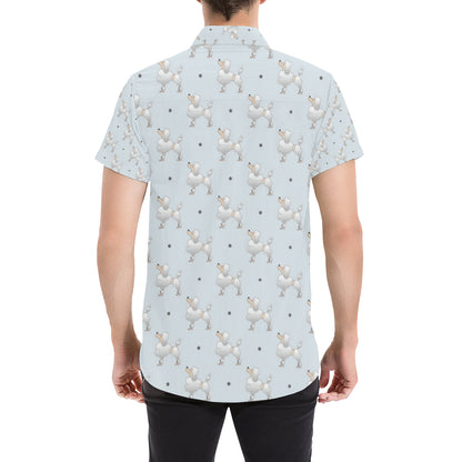 Poodle Pattern Print Design A05 Men's Short Sleeve Button Up Shirt