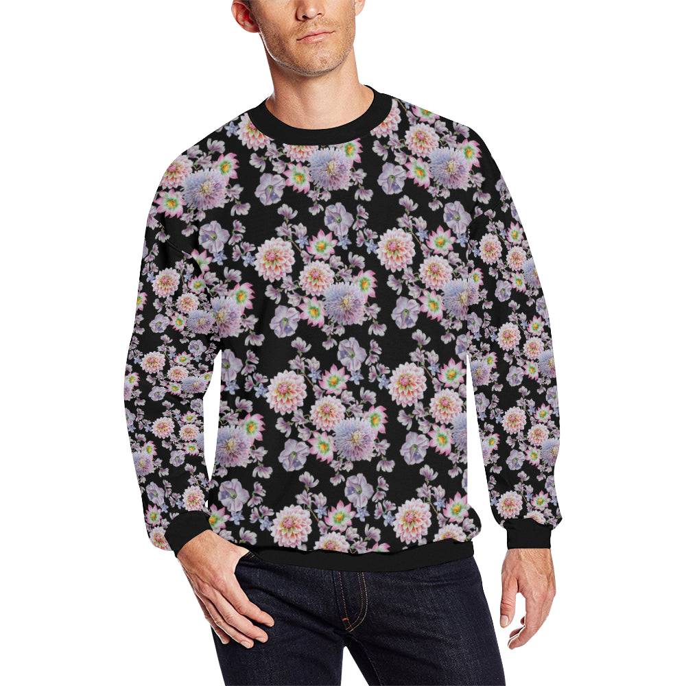 Dahlia Pattern Print Design DH012 Men Long Sleeve Sweatshirt