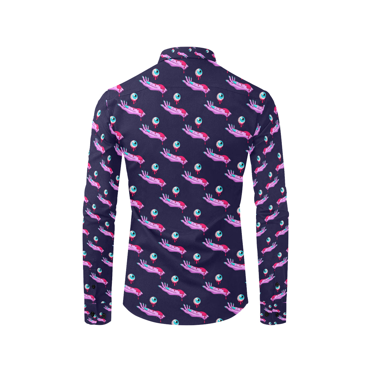 Zombie Pink Hand Design Pattern Print Men's Long Sleeve Shirt