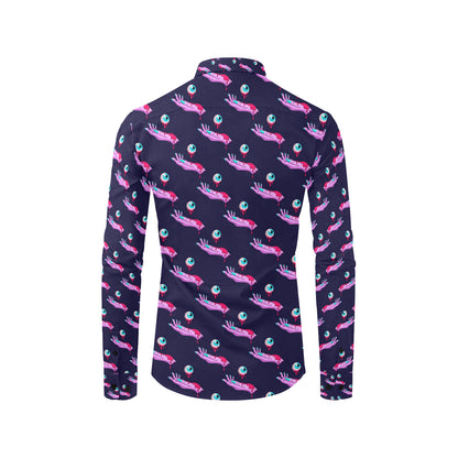 Zombie Pink Hand Design Pattern Print Men's Long Sleeve Shirt