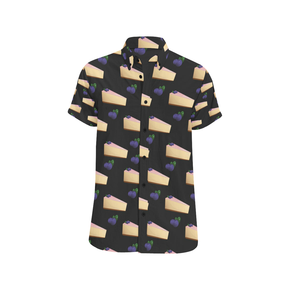 Cheesecake blueberry Pattern Print Design CK01 Men's Short Sleeve Button Up Shirt